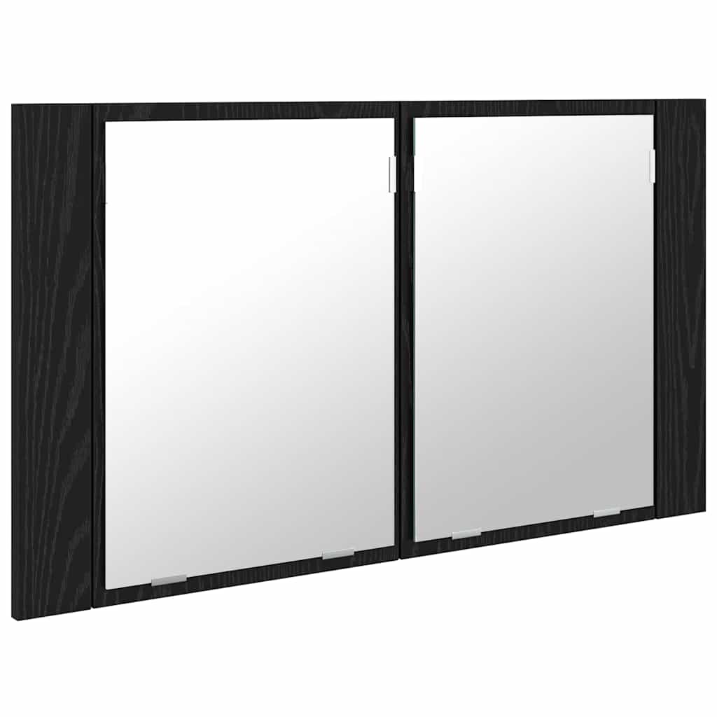 Badeværelsesspejlskab Sort eg 80 x 12 x 45 cm Konstrueret træ