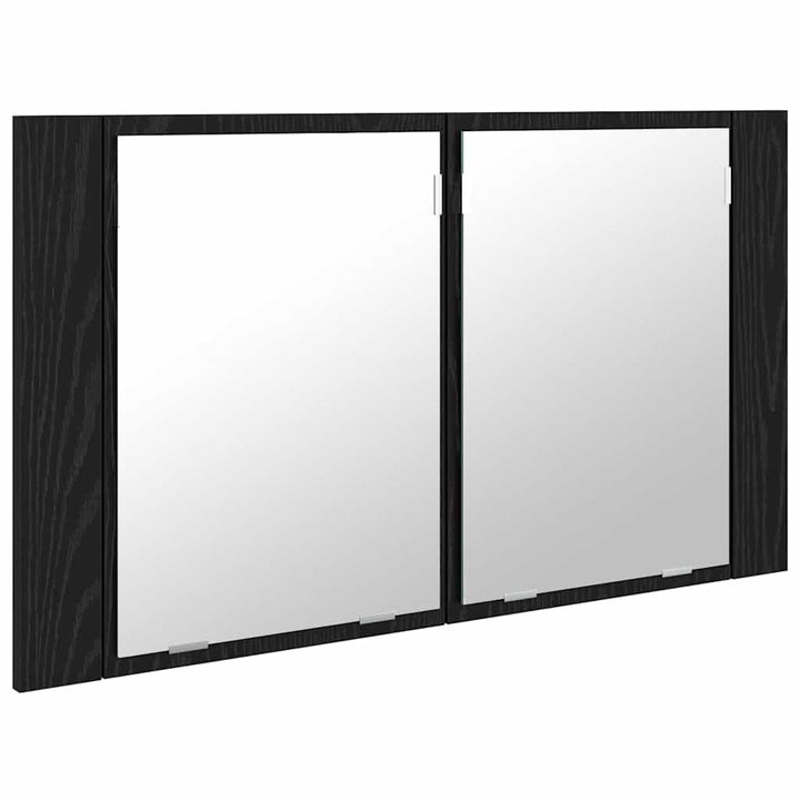 Badeværelsesspejlskab Sort eg 80 x 12 x 45 cm Konstrueret træ
