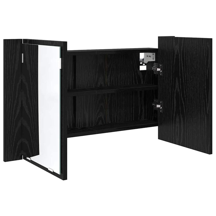 Badeværelsesspejlskab Sort eg 80 x 12 x 45 cm Konstrueret træ