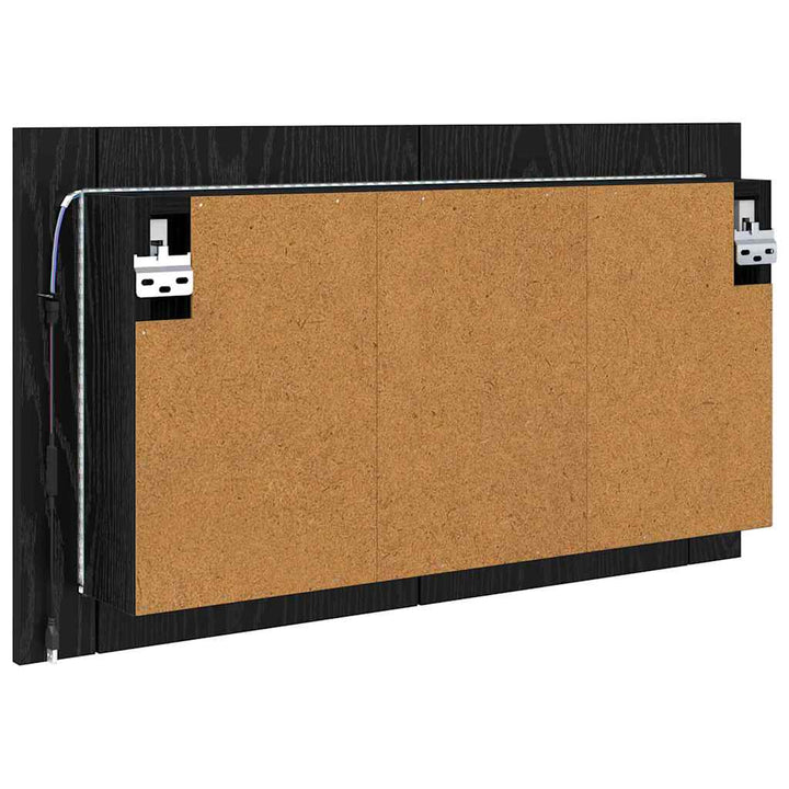 Badeværelsesspejlskab Sort eg 80 x 12 x 45 cm Konstrueret træ