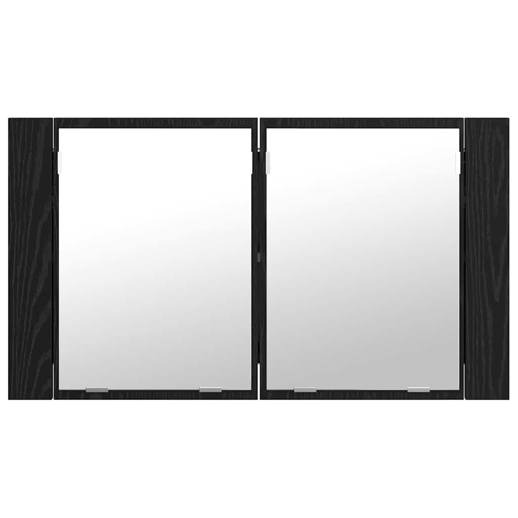Badeværelsesspejlskab Sort eg 80 x 12 x 45 cm Konstrueret træ