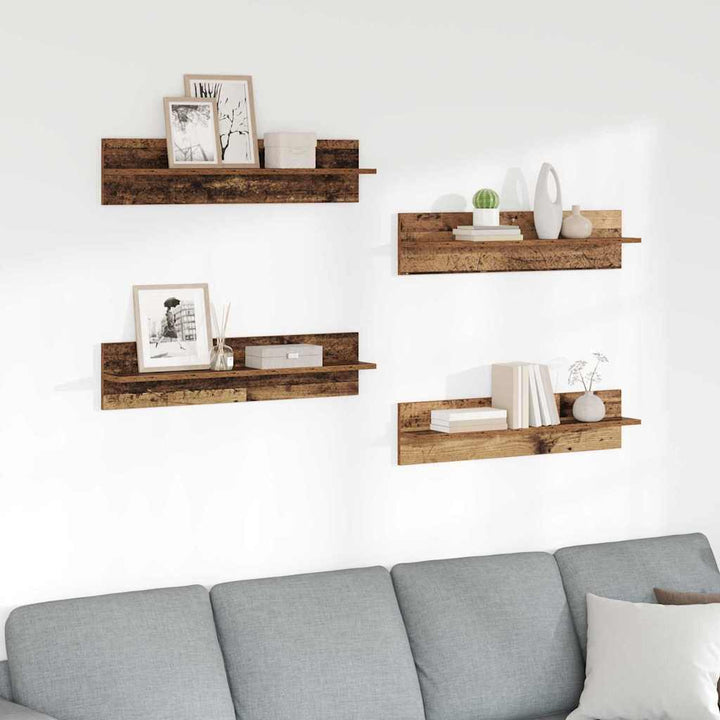 Væghylder 4 pcs Gammelt træ 80 x 11,5 x 18 cm Konstrueret træ