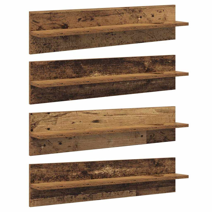 Væghylder 4 pcs Gammelt træ 80 x 11,5 x 18 cm Konstrueret træ