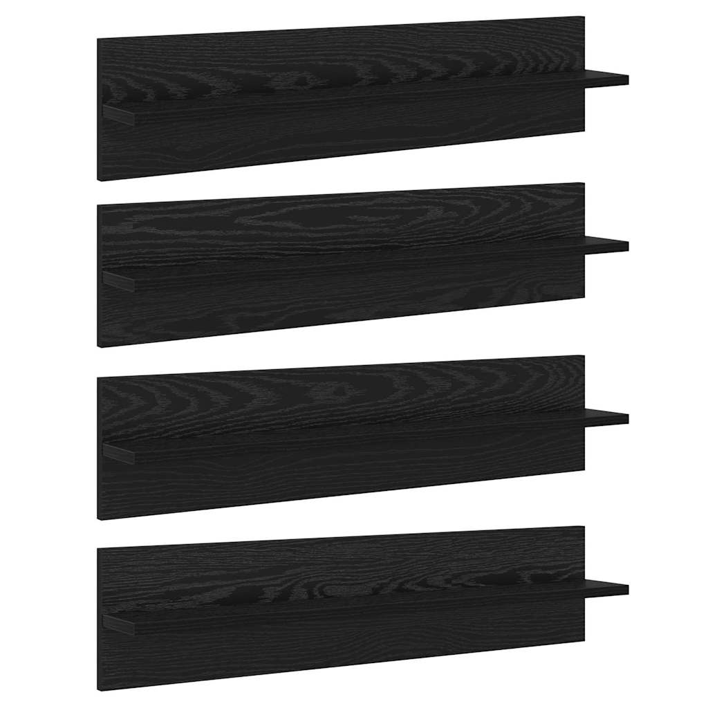 Væghylder 4 pcs Sort eg 80 x 11,5 x 18 cm Konstrueret træ