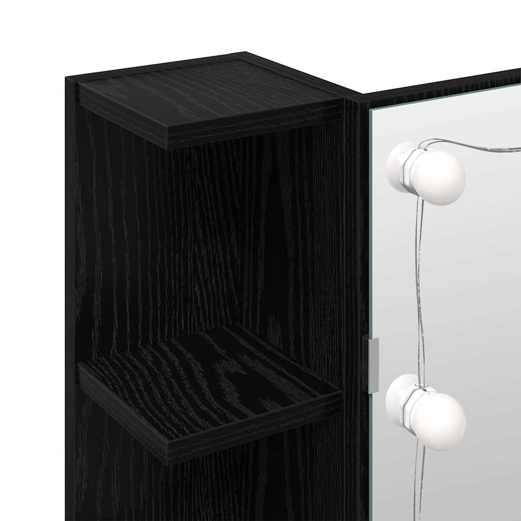 Spejlskab med hylde Sort eg 70 x 16,5 x 60 cm Konstrueret træ