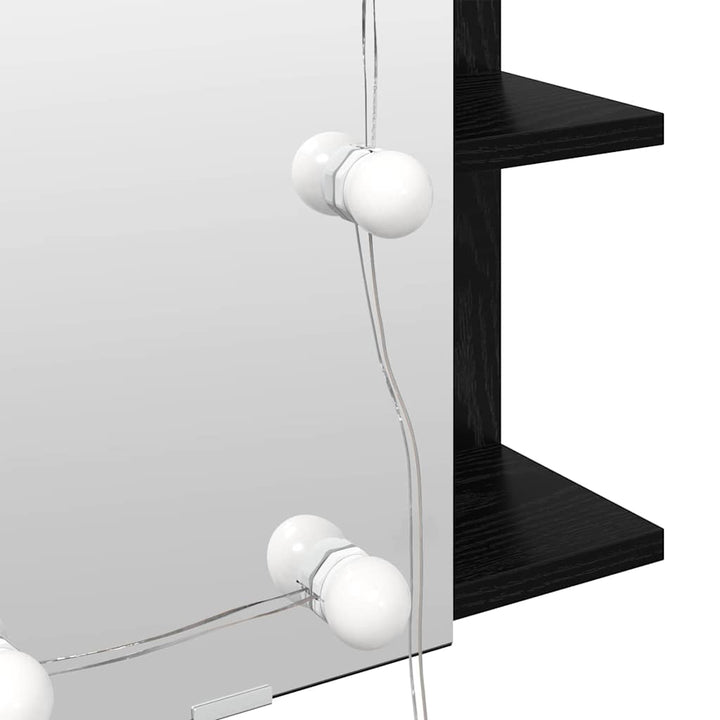 Spejlskab med hylde Sort eg 70 x 16,5 x 60 cm Konstrueret træ