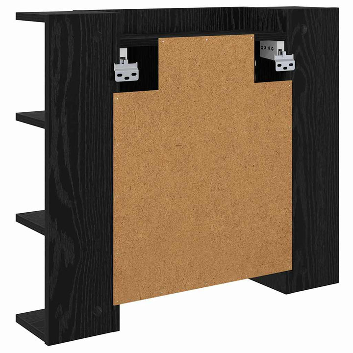 Spejlskab med hylde Sort eg 70 x 16,5 x 60 cm Konstrueret træ