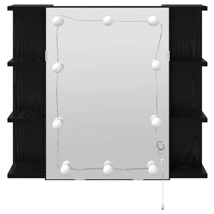 Spejlskab med hylde Sort eg 70 x 16,5 x 60 cm Konstrueret træ