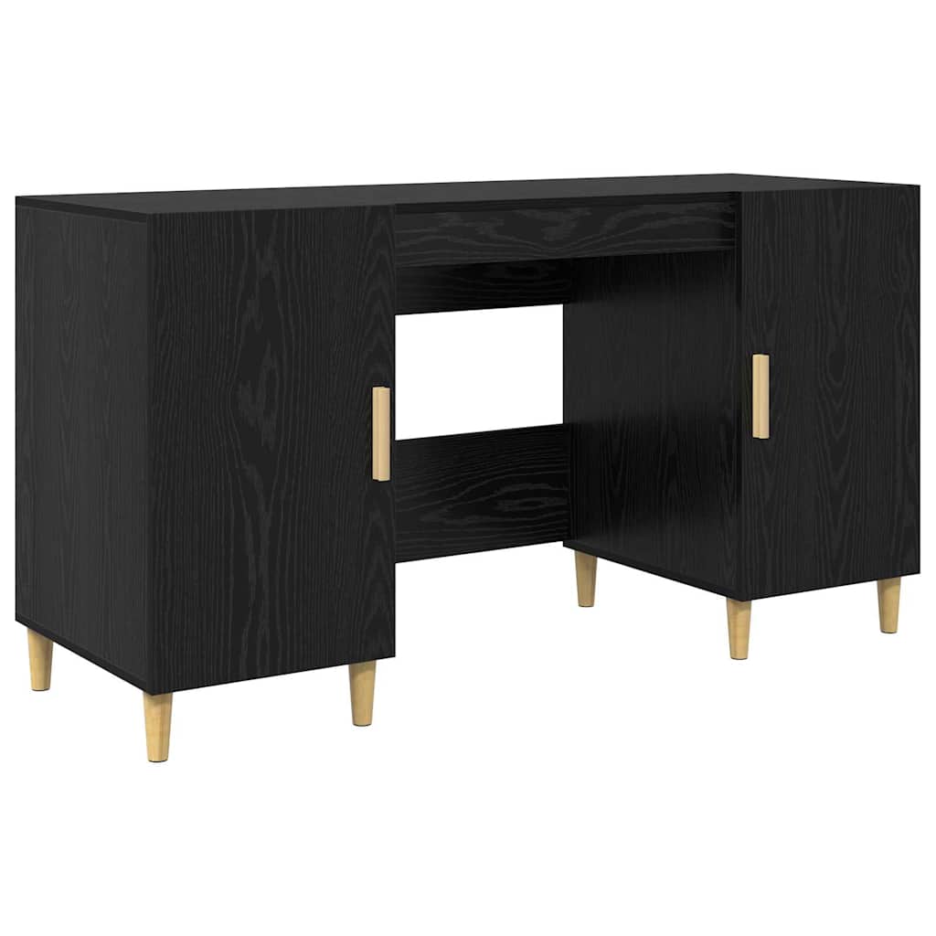 Bord med hylde med dør Sort eg 140 x 50 x 75 cm Konstrueret træ