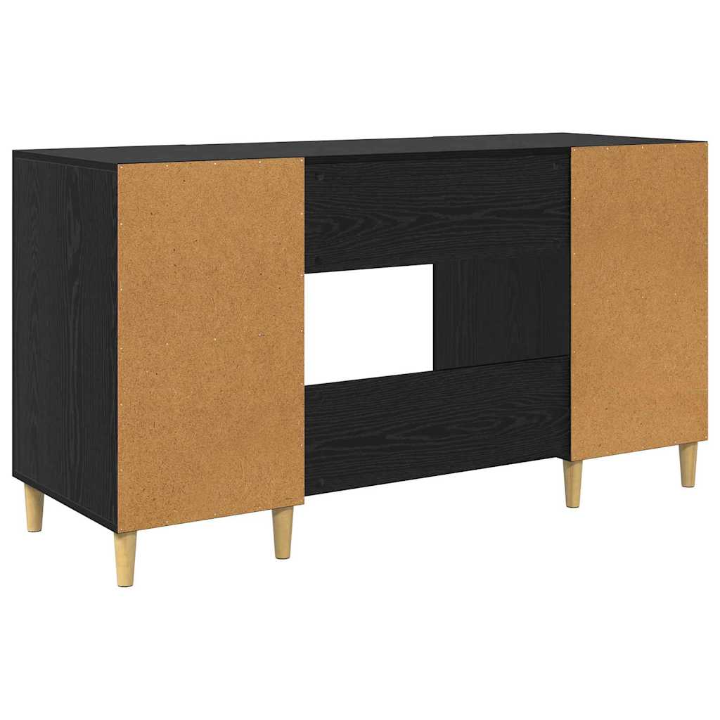 Bord med hylde med dør Sort eg 140 x 50 x 75 cm Konstrueret træ