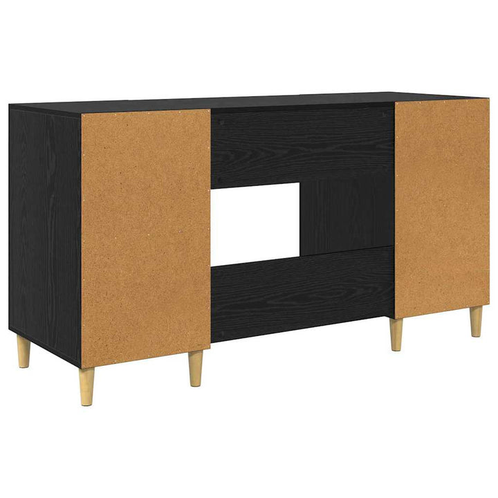 Bord med hylde med dør Sort eg 140 x 50 x 75 cm Konstrueret træ