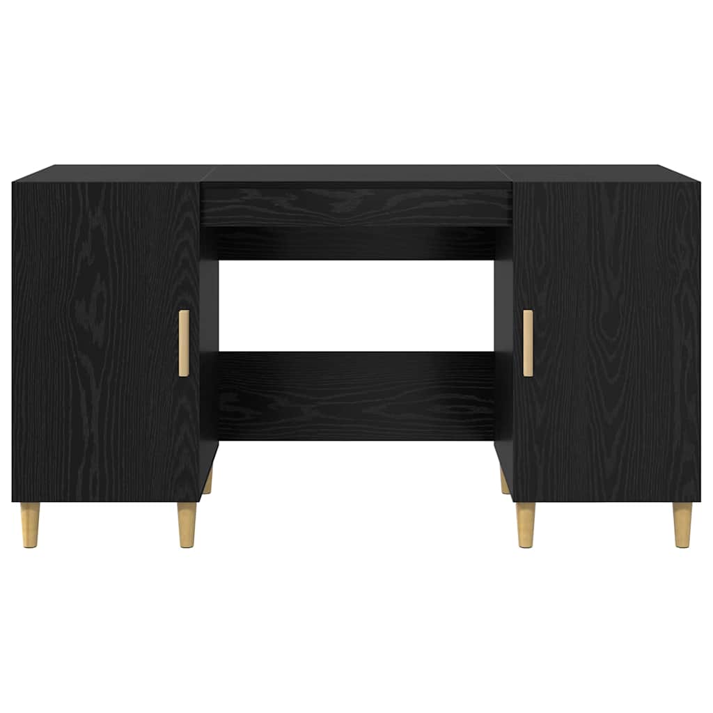 Bord med hylde med dør Sort eg 140 x 50 x 75 cm Konstrueret træ