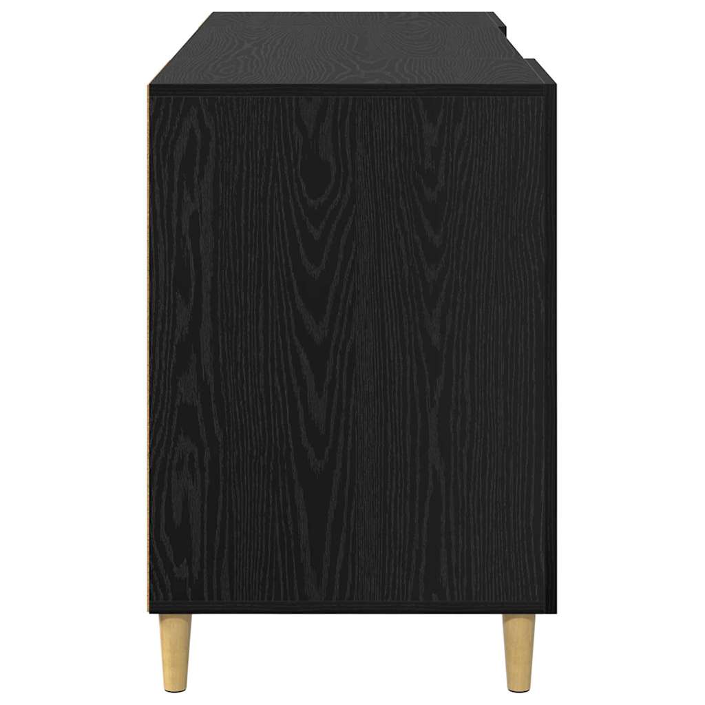 Bord med hylde med dør Sort eg 140 x 50 x 75 cm Konstrueret træ