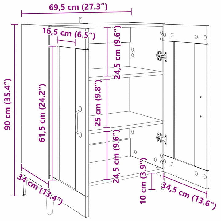 Sideboard Gammelt træ 69,5 x 34 x 90 cm Konstrueret træ