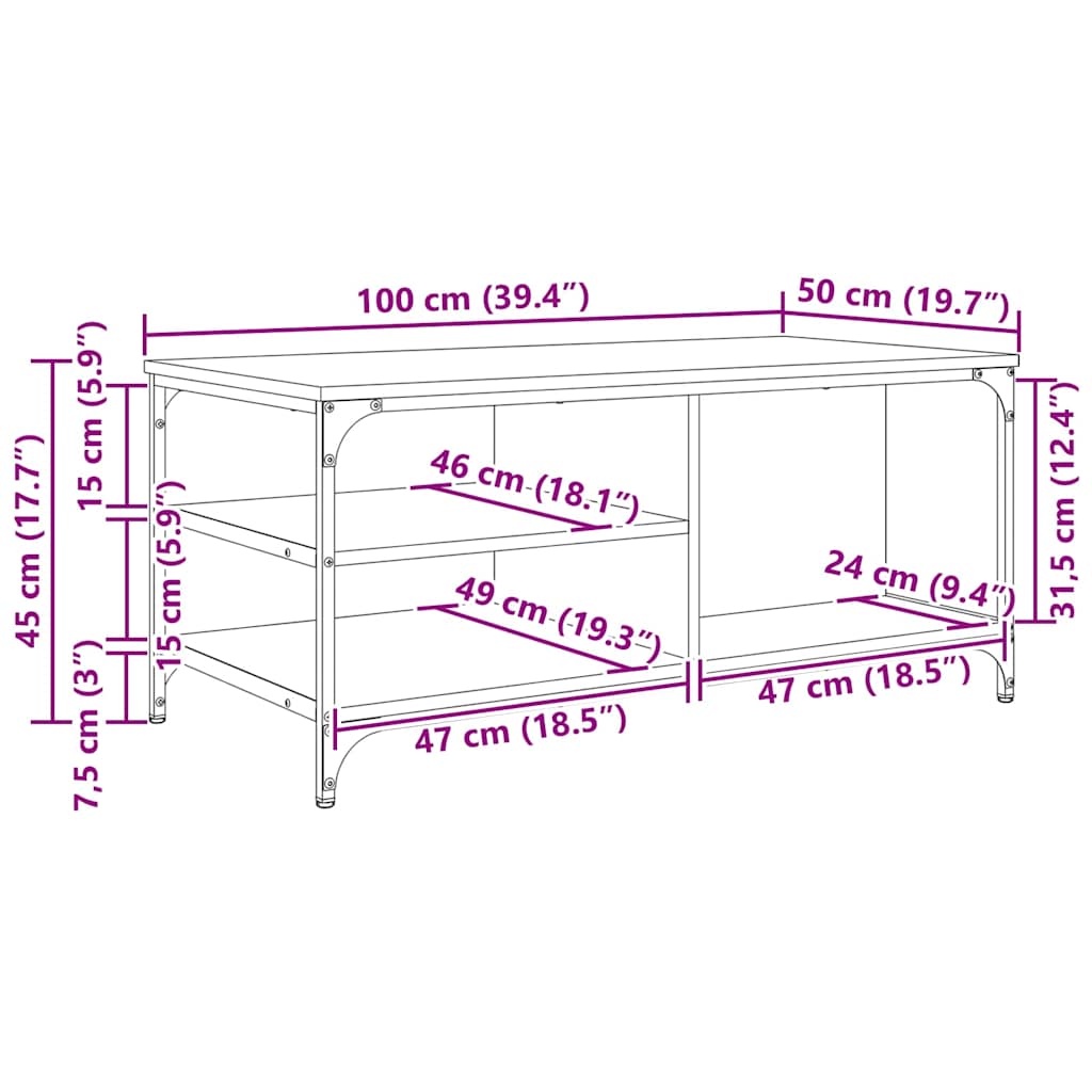 Sofabord Gammelt træ 100 x 50 x 45 cm Konstrueret træ