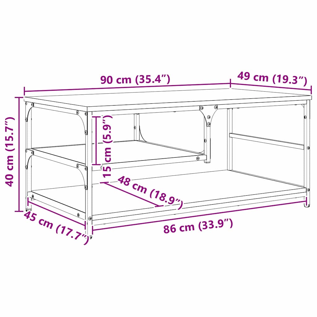 Sofabord Gammelt træ 90 x 49 x 40 cm Konstrueret træ
