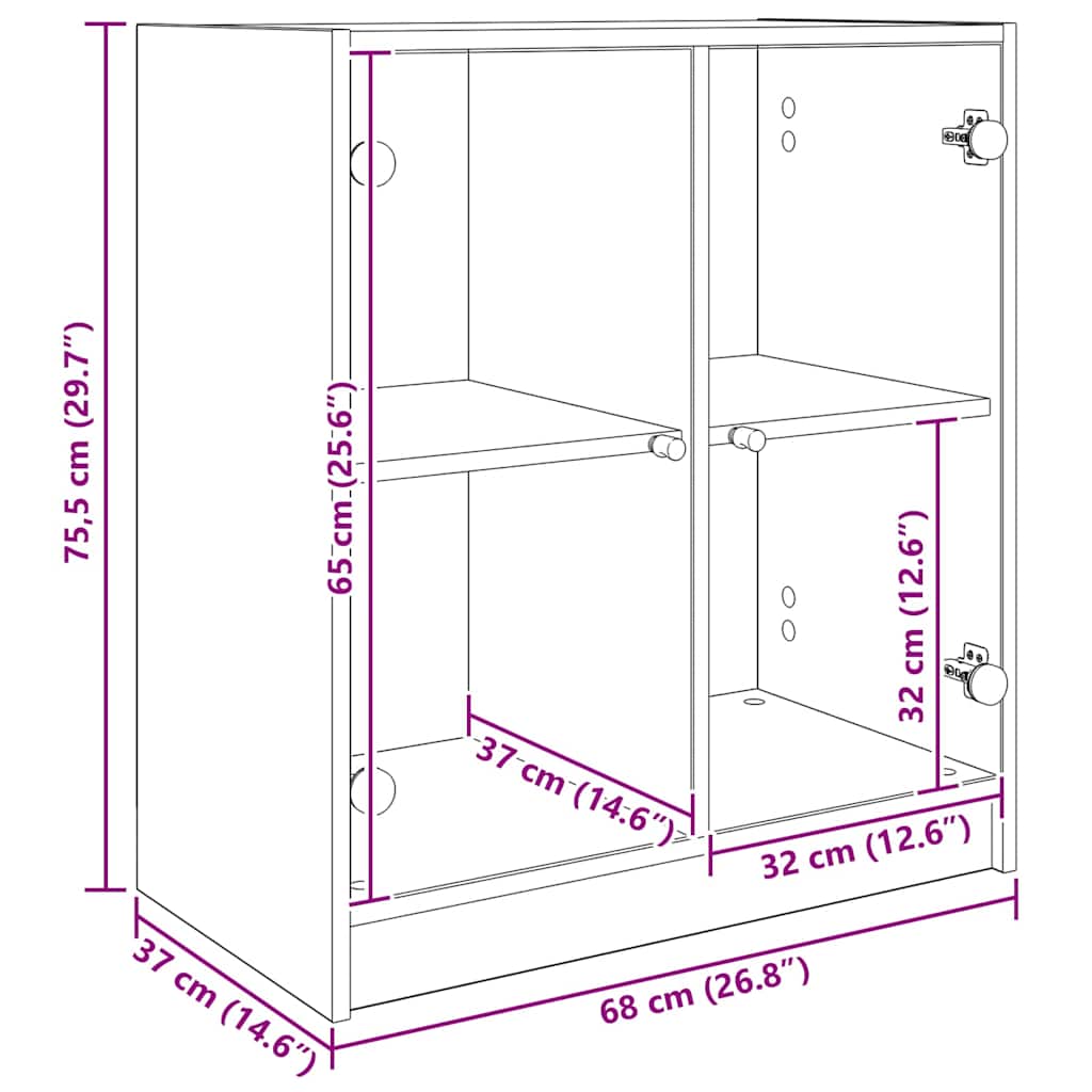 Sideskab Sort eg 68 x 37 x 75,5 cm Konstrueret træ