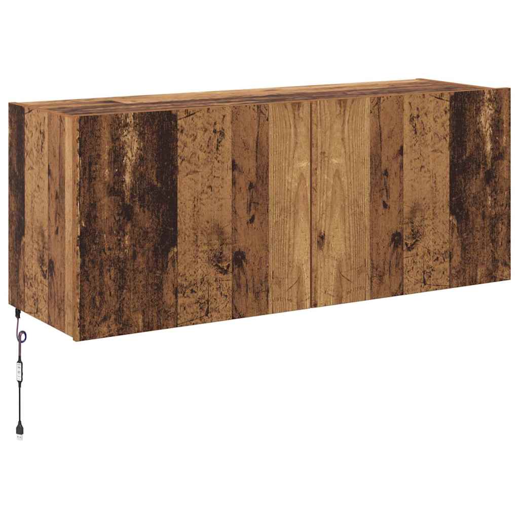 TV vægskab med LED Gammelt træ 100 x 35 x 41 cm Konstrueret træ