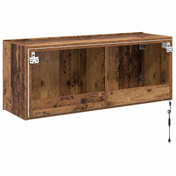 TV vægskab med LED Gammelt træ 100 x 35 x 41 cm Konstrueret træ