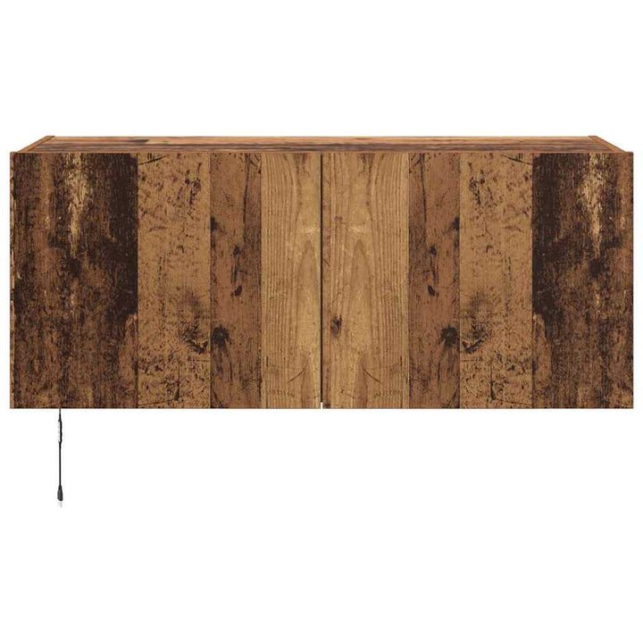 TV vægskab med LED Gammelt træ 100 x 35 x 41 cm Konstrueret træ