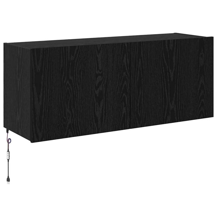 TV vægskab med LED Sort eg 100 x 35 x 41 cm Konstrueret træ