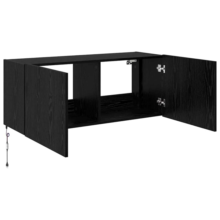 TV vægskab med LED Sort eg 100 x 35 x 41 cm Konstrueret træ