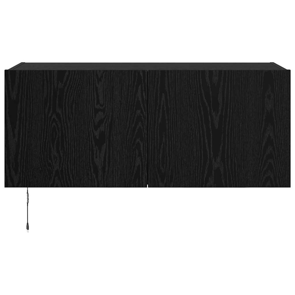 TV vægskab med LED Sort eg 100 x 35 x 41 cm Konstrueret træ