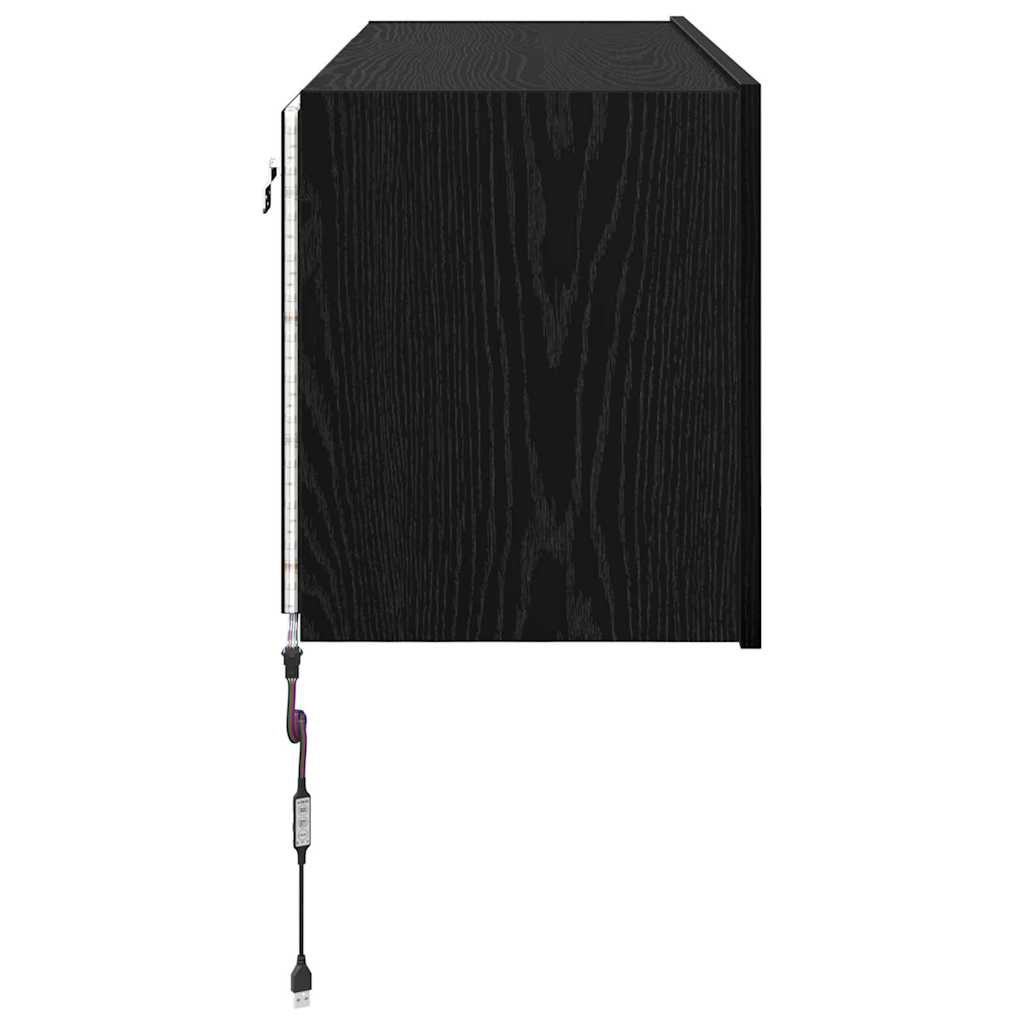 TV vægskab med LED Sort eg 100 x 35 x 41 cm Konstrueret træ
