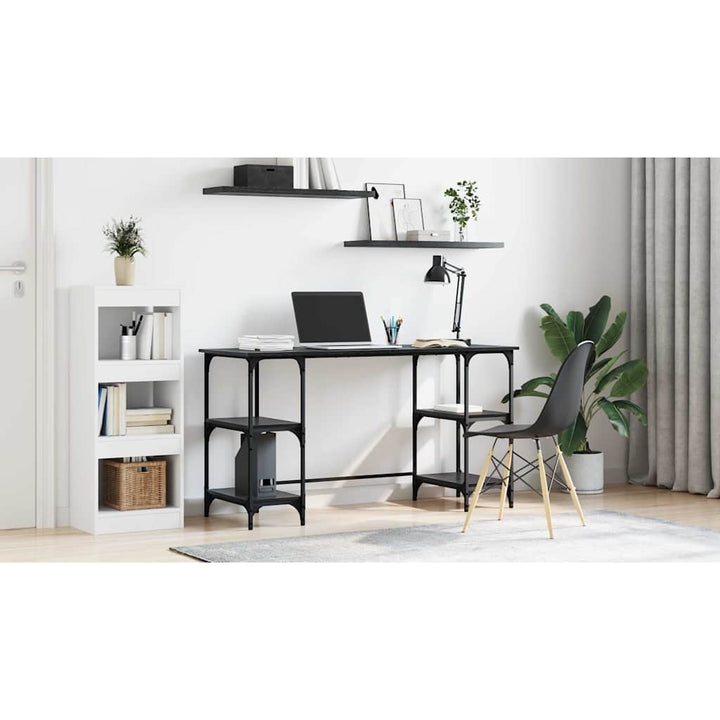 Bord med hylde Sort eg 140 x 50 x 75 cm Konstrueret træ