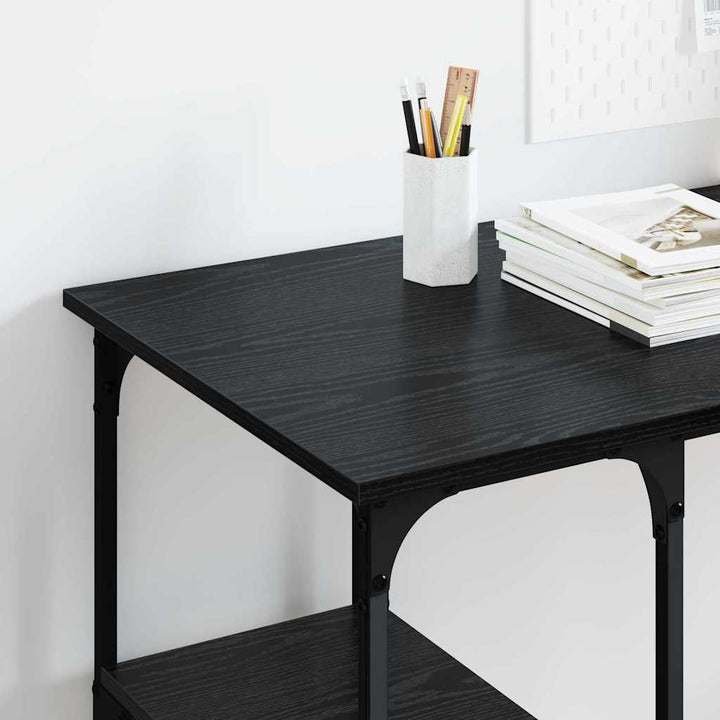 Bord med hylde Sort eg 140 x 50 x 75 cm Konstrueret træ