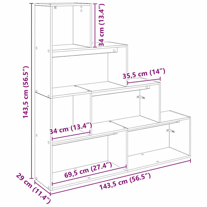 Rumdivider boghylde Sort eg 143,5 x 29 x 143,5 cm