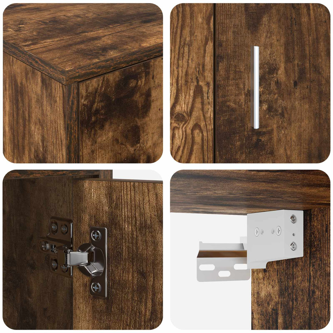 TV-møbelsæt Vægmonteret 4 pcs Røget Eg Konstrueret træ