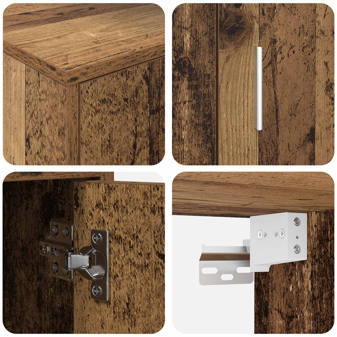 TV-møbelsæt Vægmonteret 4 pcs Gammelt træ Konstrueret træ