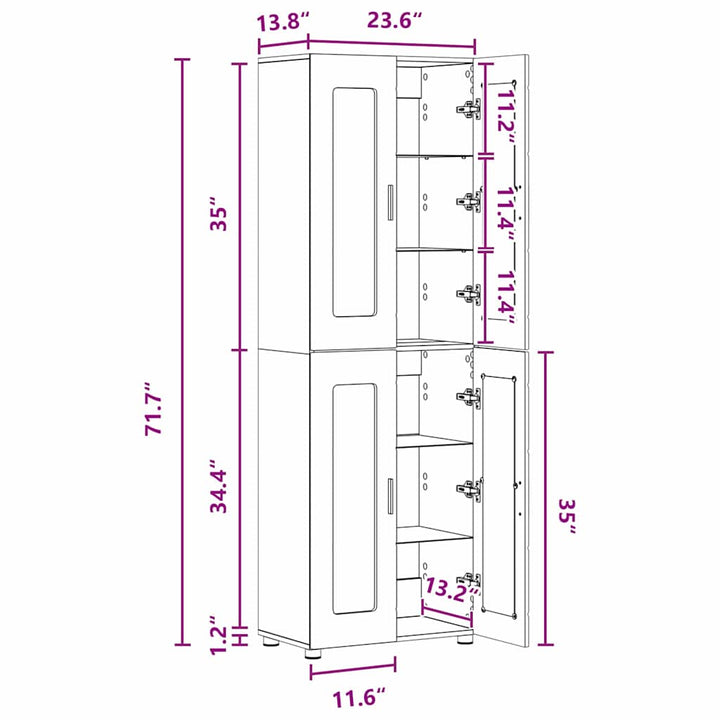 Highboard med dør FLORIN Hvid 60 x 35 x 182 cm Konstrueret træ