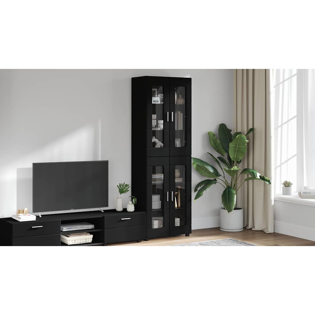 Highboard med dør FLORIN Sort 60 x 35 x 182 cm Konstrueret træ