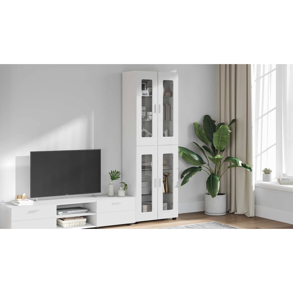 Highboard med hylde FLORIN Høj gloss hvid 60 x 35 x 182 cm
