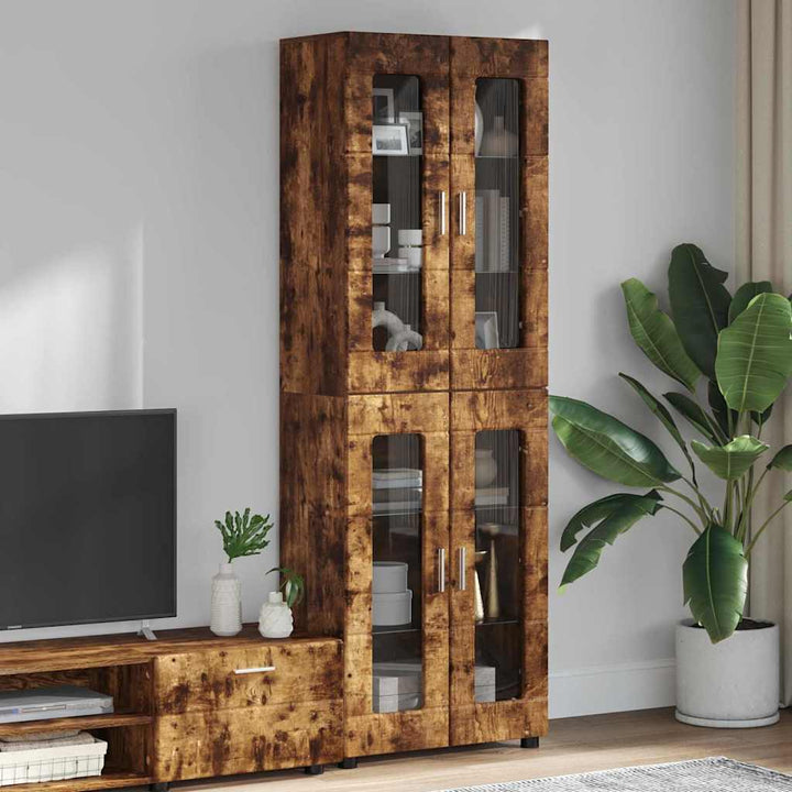 Highboard FLORIN 60 x 35 x 182 cm Røget eg Konstrueret træ
