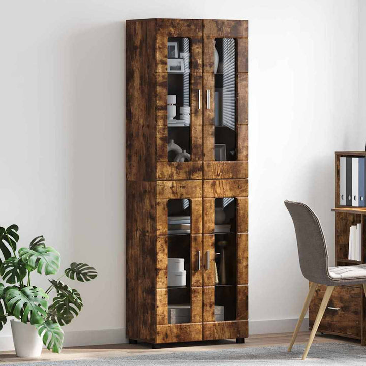 Highboard FLORIN 60 x 35 x 182 cm Røget eg Konstrueret træ
