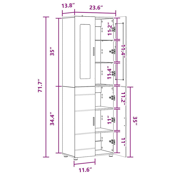 Highboard med dør FLORIN Hvid 60 x 35 x 182 cm Konstrueret træ