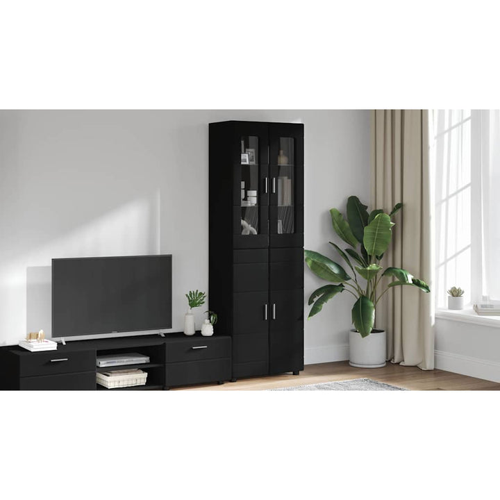 Highboard med dør FLORIN Sort 60 x 35 x 182 cm Konstrueret træ