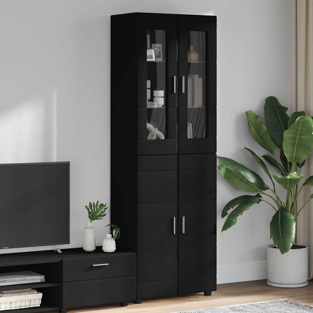 Highboard FLORIN 60 x 35 x 182 cm Sort Konstrueret træ