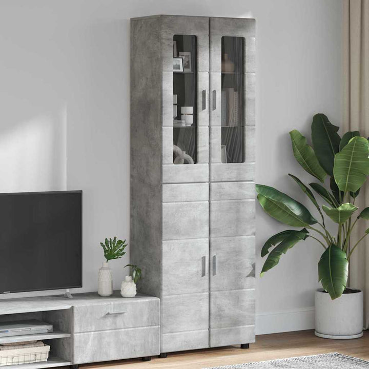 Highboard FLORIN 60 x 35 x 182 cm Beton Grå Konstrueret træ