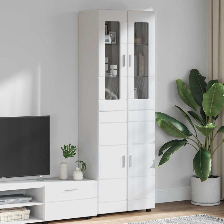 Highboard FLORIN 60 x 35 x 182 cm Høj gloss hvid
