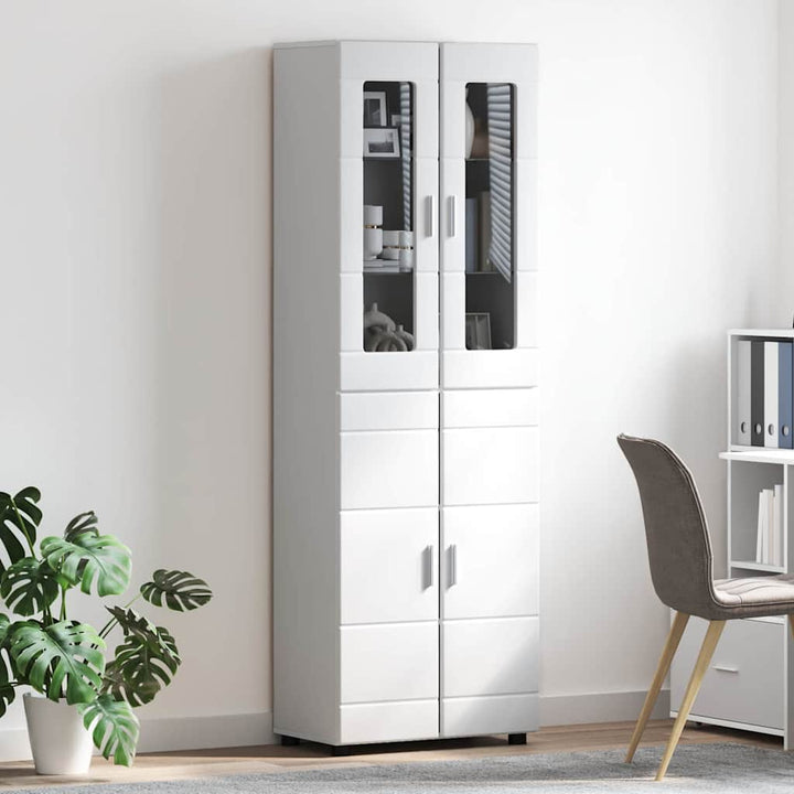 Highboard FLORIN 60 x 35 x 182 cm Høj gloss hvid