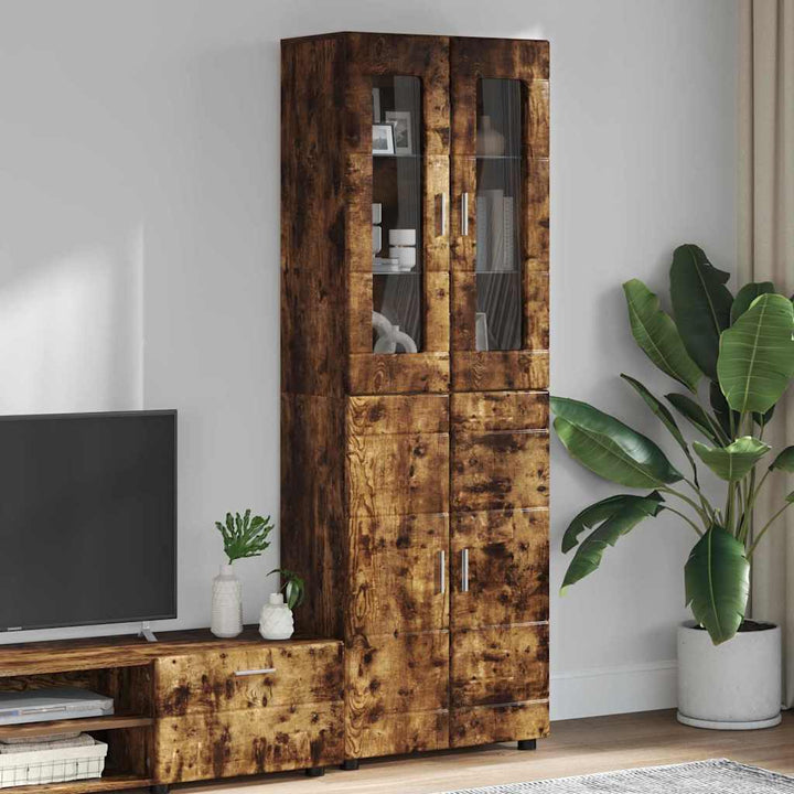 Highboard FLORIN 60 x 35 x 182 cm Røget eg Konstrueret træ