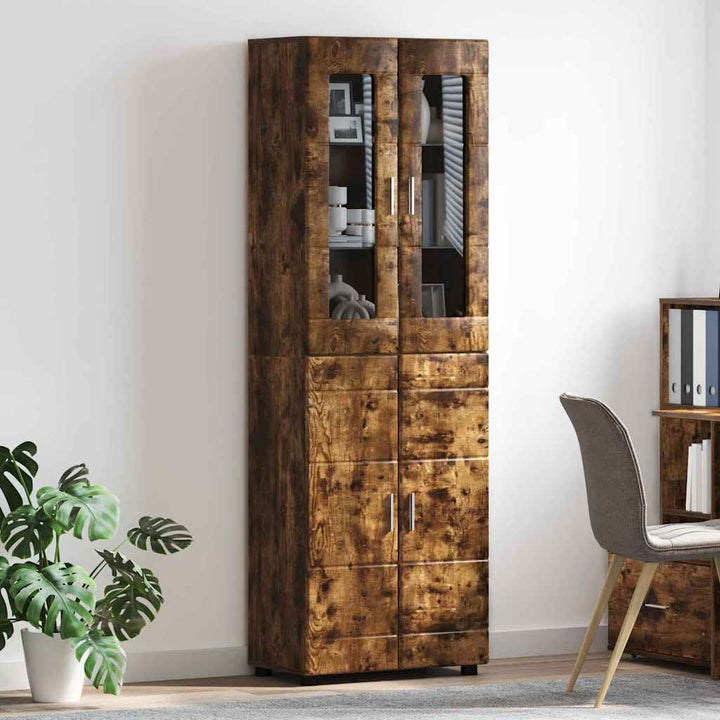 Highboard FLORIN 60 x 35 x 182 cm Røget eg Konstrueret træ