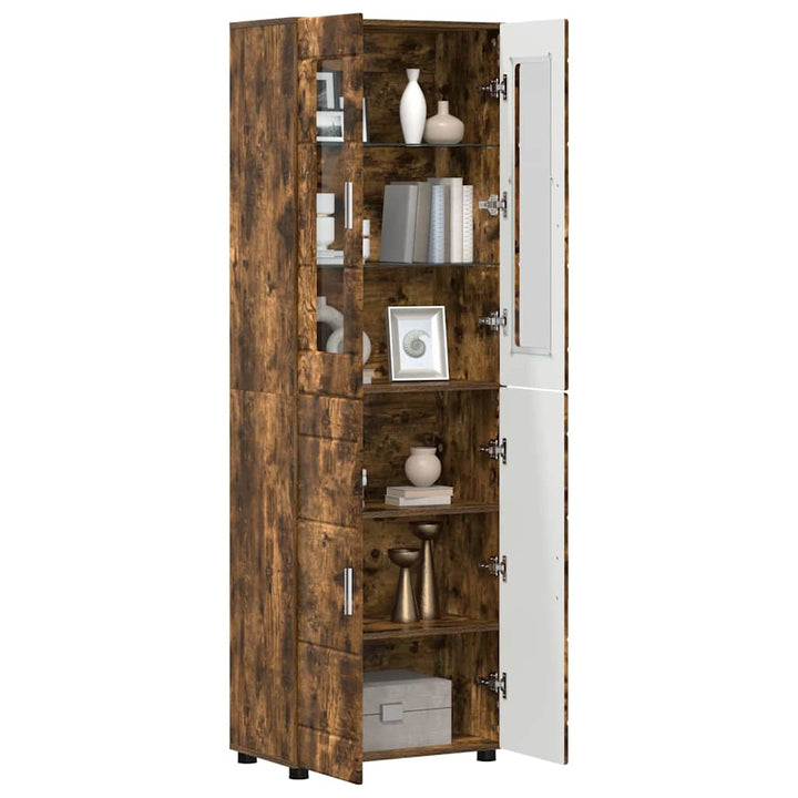 Highboard FLORIN 60 x 35 x 182 cm Røget eg Konstrueret træ