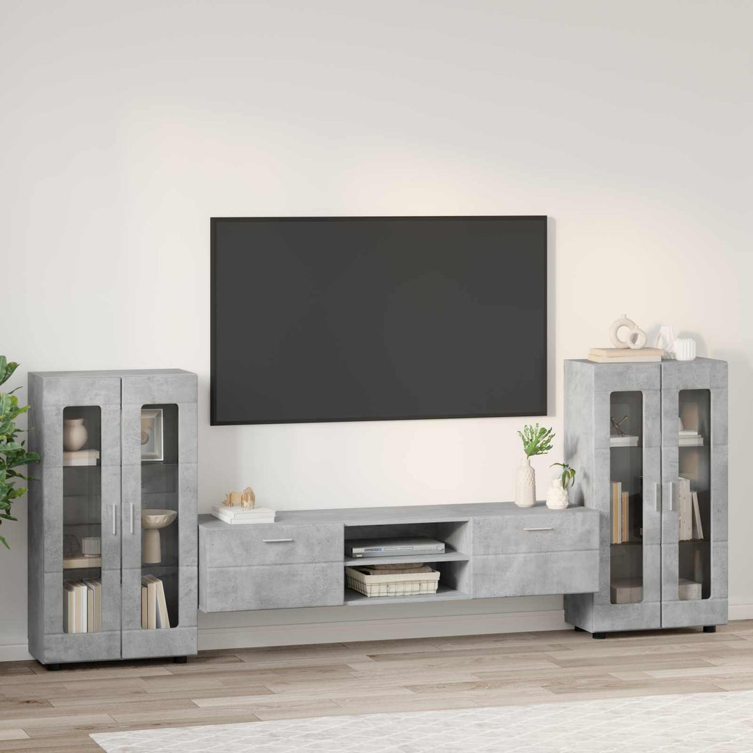 TV-møbelsæt med skuffe FLORIN 3 pcs Beton Grå Konstrueret træ