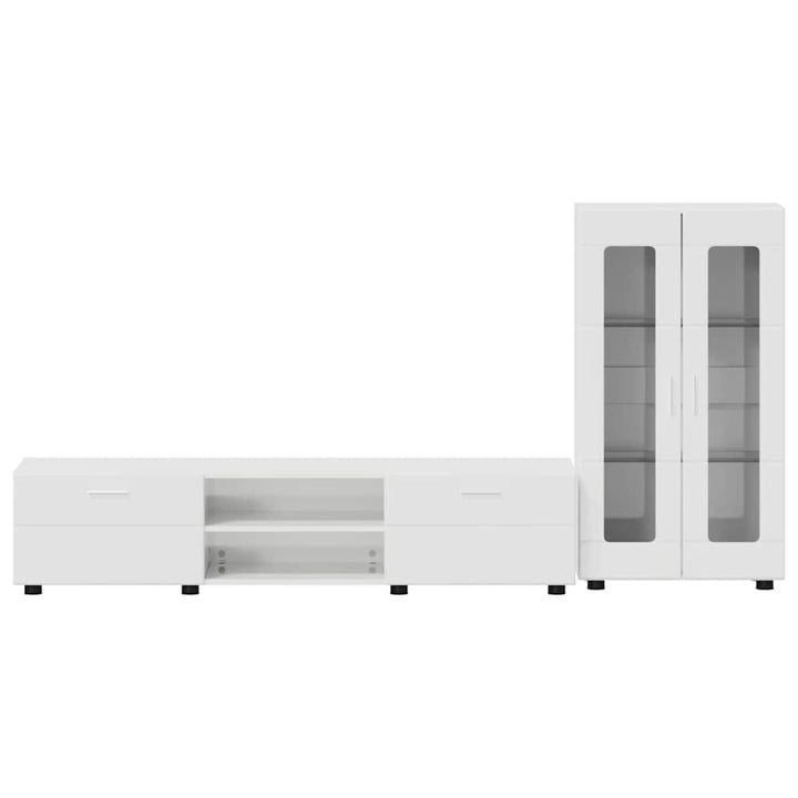 TV-møbelsæt med skuffe FLORIN Høj gloss hvid Konstrueret træ