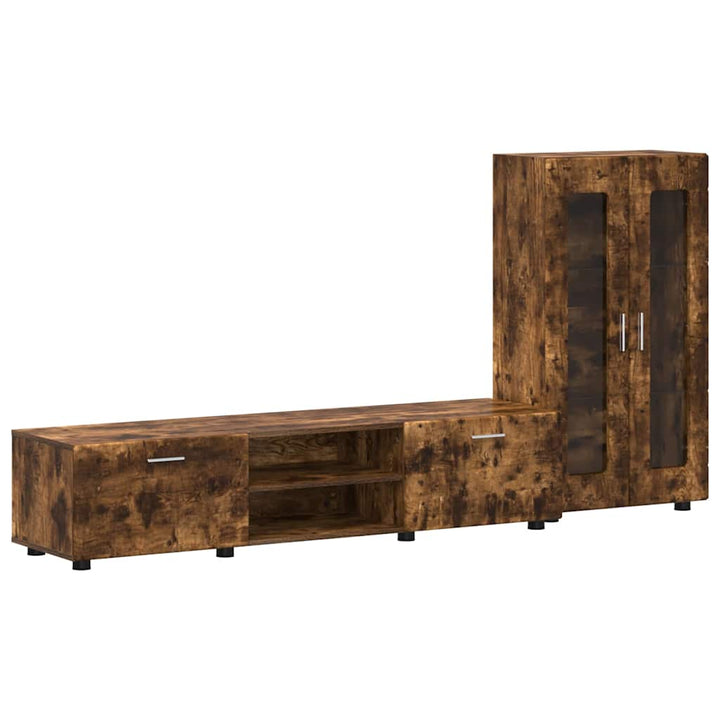 TV-møbelsæt med skuffe med dør FLORIN Røget eg Konstrueret træ